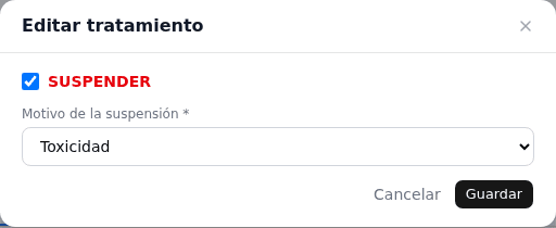 Suspender el tratamiento