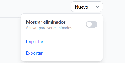 Importar o exportar el listado