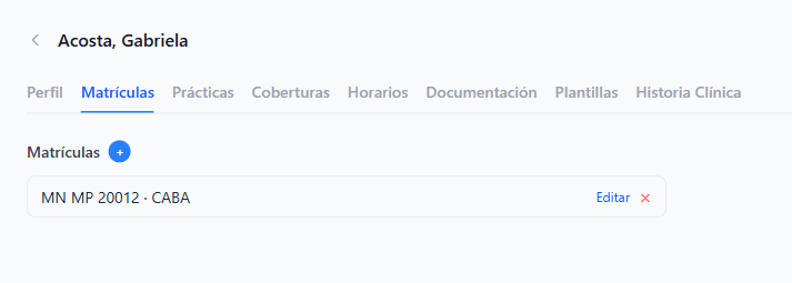 La ficha del profesional