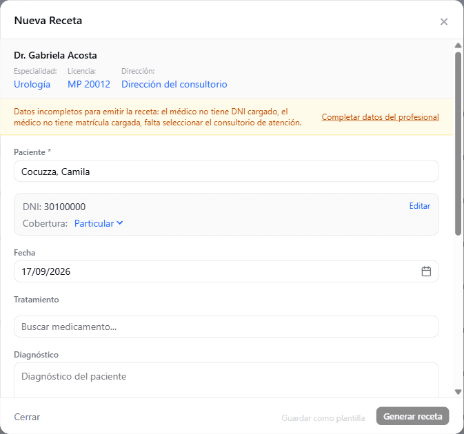 Generar una receta